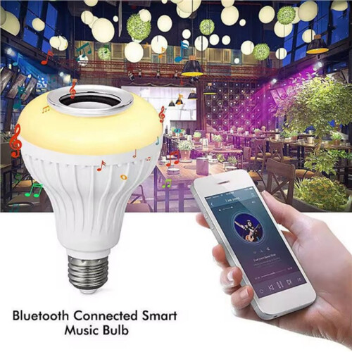 2X E27  RGB Wireless  Speaker Bulb Music Playing Dimmable LED Bulb Light Lamp with Remote Controller 2