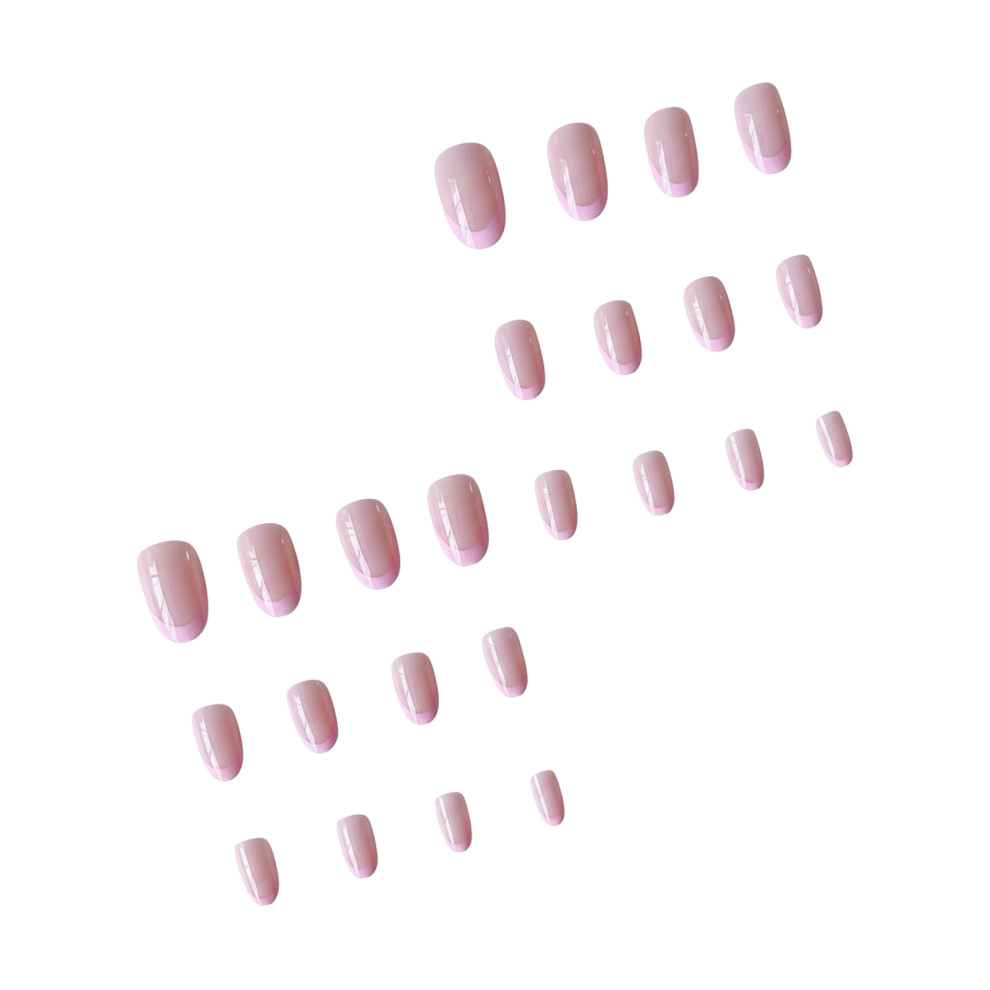 Creation-3C 24Pcs French Pink False Nails, Glossy Wedding Party