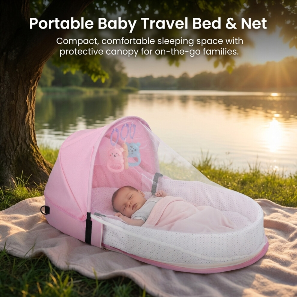 Dcph-Clothing (Pink) Travel Baby Crib - Portable, Foldable, Quick Assembly