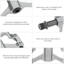 Aluminium Alloy Bike Pedals 3 Bearing CNC