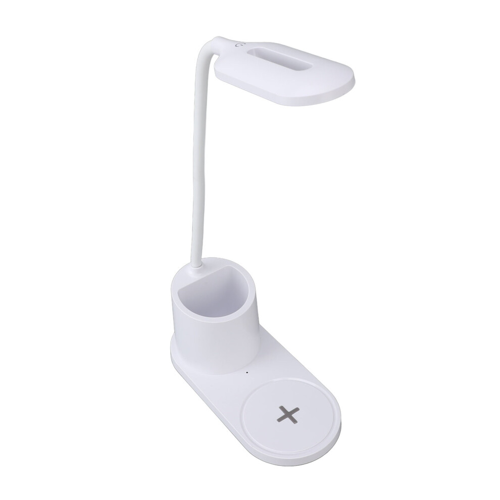 Led Touch Desk Lamp With Wireless Charger & Pen Holder - White 3131390998039