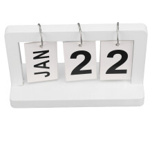 Vintage Flip Calendar Wooden Desk Decor, White, 19.5x11.5x8cm
