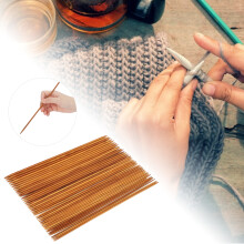 44 Stück karbonisierte Bambus-Doppelnadel-Stricknadeln Set, Größen 2,0-5,0 mm