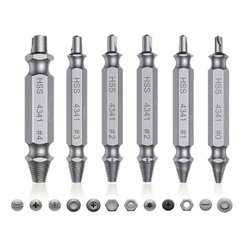 6Pcs High-Speed Steel Broken Screw Extractor Set For Damaged Screws 7651391737001