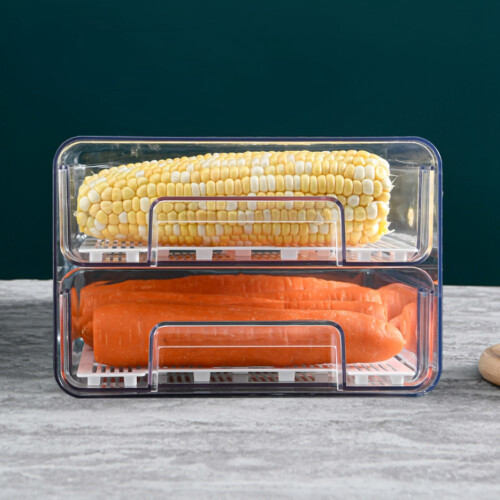 Plastic Fruit Vegetable Storage with Drainer Fridge Organizer Keep Fresh Food Container ,Single Layer 1