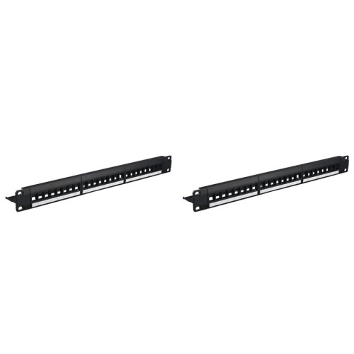 2X Rack de Gabinete de 19 Polegadas 1U Através de 24 Portas CAT6 Patch Panel Adaptador de Cabo de Rede RJ45  Jack Modular Patch Panel