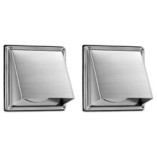 2pcs 5-Inch External Extractor Wall Vent Cushioned Non Return Flap, Stainless Steel Outside Dryer Vent Covers for House