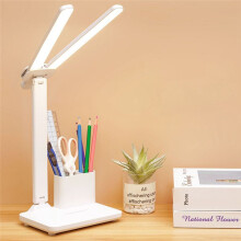 Lampada da Scrivania a LED a Doppia Testa, Lampada da Tavolo con Luci a LED 32 Pezzi con Luci di Protezione Degli Occhi di Ricarica USB per