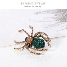 Retro Green Rhinestone Spider Brooch Delicate Insect Alloy Brooches Clothing Accessories