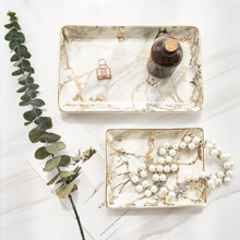 Vassoio Portaoggetti nel Ceramica Vassoio Portaoggetti nel Marmo Rettangolare nel Stile Nordico con Decorazione Pratica Vassoio per Esposizione di
