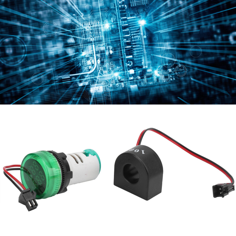 Ad101-22Vam Voltage & Current Indicator, Ac50-500V, 0-100A, Green 7901391001580