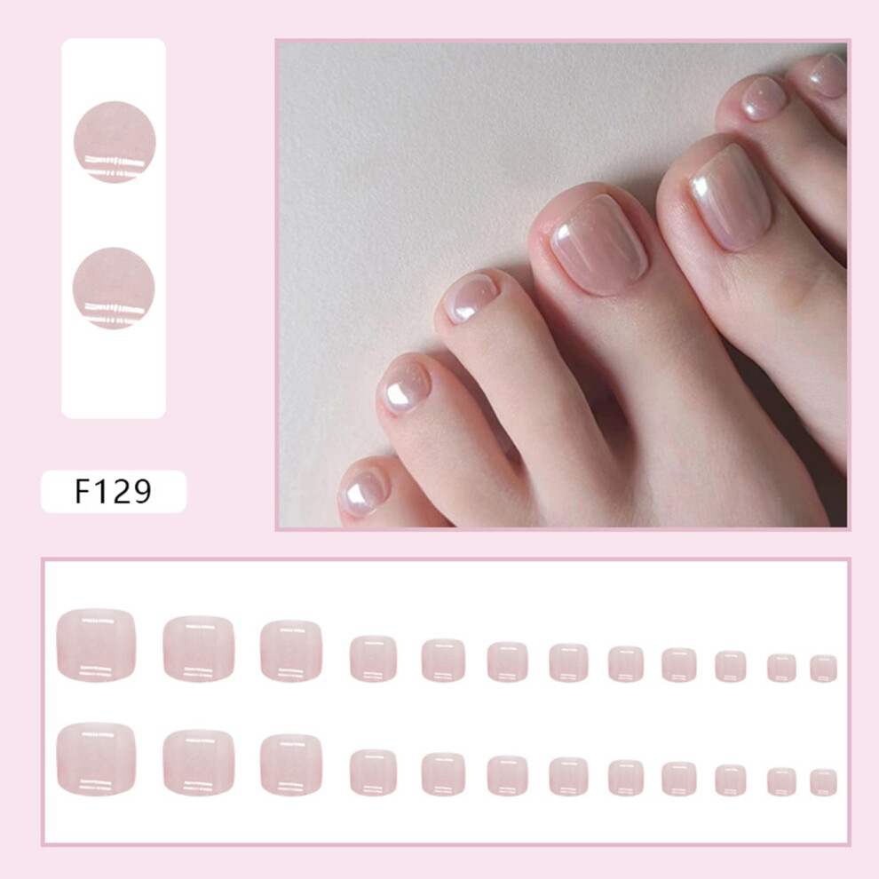 Zhouq-Outdoors (Jelly Glue Model) Short Square Press-On Toenails - Nude Minimalist