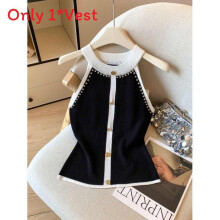 (Black,XL)Camiseta sin mangas pequeña de tela de malla con botones dorados con efectos 3d para verano para mujeres informal