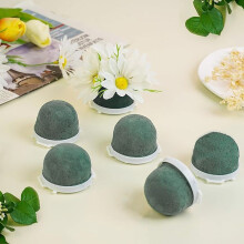 Set of 24 Mini Round Floral Foam Holders with Iron Wire for Events Green