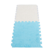 10pcs Sea Blue & White Plush Foam Interlocking Floor Mats, 12.2x11.8in