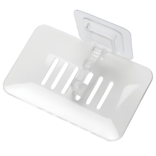 (Transparent White) Reusable Plastic Soap Box for Bathroom & Kitchen 1
