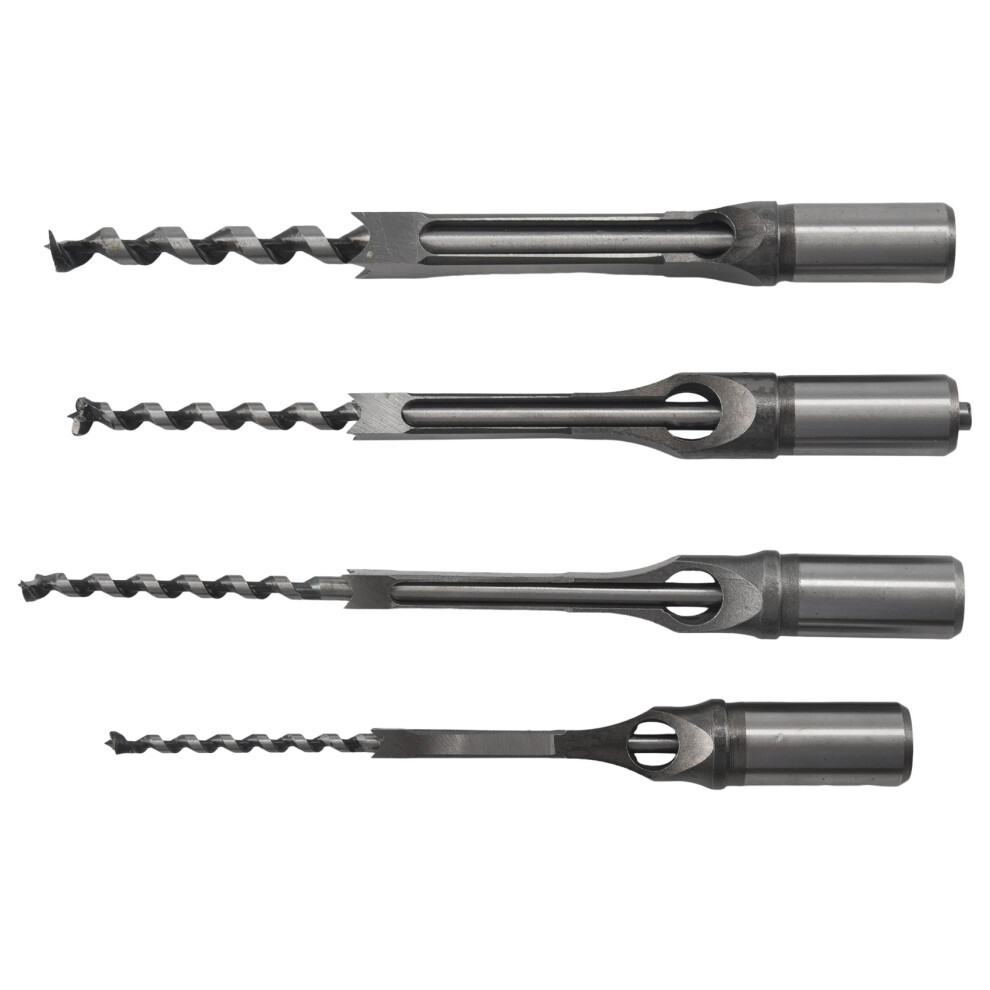 4Pcs Woodworking Square Hole Drill Bits Wood Mortising Chisel Set Mortise Chisel Bit Kits Woodworking Hole Saw Sets With Twist Drill Diy Mortising 4713012530316