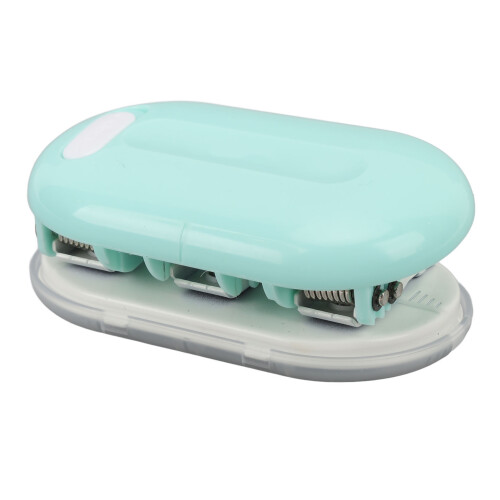Mini Handheld 3 Hole Puncher, Green, 5 Sheets, 7mm Depth