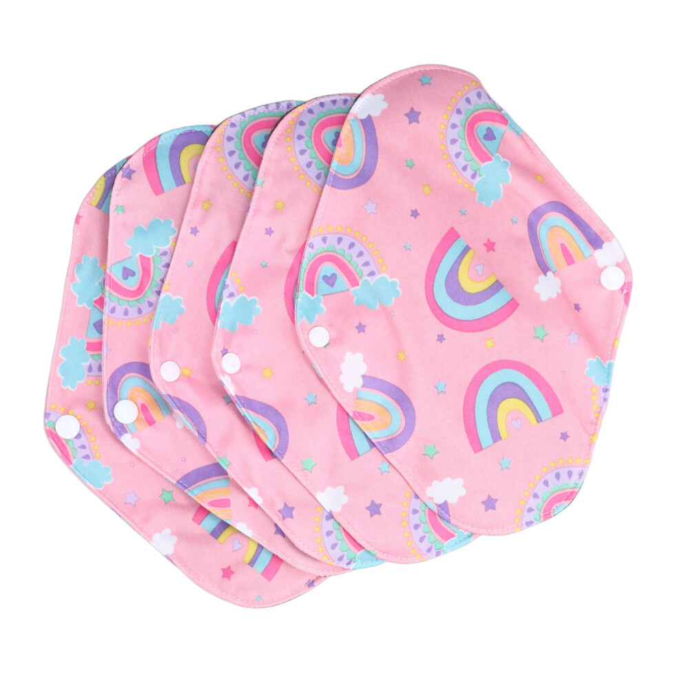 5pcs Reusable Bamboo Charcoal Menstrual Pads 18x25cm Waterproof Cloth