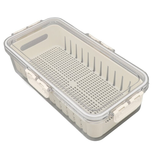 Refrigerator Fresh Food Storage Containers PET Multifunctional with Drainer Fridge Airtight Crisper for Kitchen Dining