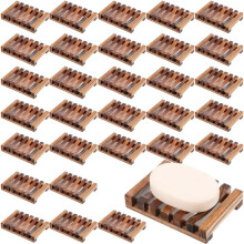 30 Pcs Wooden Shower Soap Dish Bulk Soap Holder Savers Draining Tray Case Stand for Bathroom Kitchen Sponge Shampoo Sink