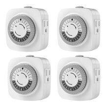 24 Hour Indoor Mechanical Timer 3 Plug Socket Timer,30 Min Daily /Off Cycle for Lamps, Christmas Tree Lights US Plug