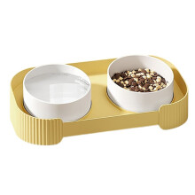 Ceramic Pet Cat Bowl Elevated Cat Feeder Large Capacity Pet Feeding Bowl for Small Dogs Cats Pet Supplies Yellow