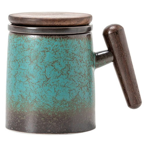 Retro Ceramic Mug Large Tea Cup with Filter Personalized Coffee Mug Portable Kitchen Drinkware Elegant Pretty Holiday
