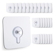 24 Pack-Adhesive Hooks, Waterproof Removable,Hooks for Walls No Damage,No Drill Picture Hangers