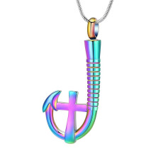 Elegant Cremation Necklace Urn Pendant Fish Hook Design-color