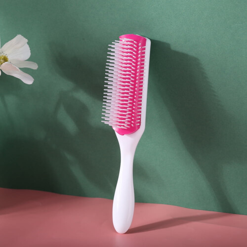 Βούρτσα styling 9Rows για ίσια, σγουρά μαλλιά, χτένα μασάζ για ξεμπέρδεμα (λευκή) 2