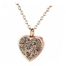Pet Loss Memorial Necklace Stainless Steel Urn-rose gold