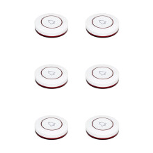6X Ruftaste Restaurant Pager 433 MHz Drahtlose Türklingel Klingeltaste für Haussicherheits-Alarmsystem Hardware Rot