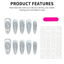 (Apricot kernels) Blue Cat Eye Press-On Nails - Glossy & Eco-Friendly