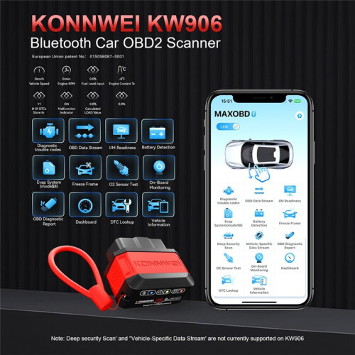 KONNWEI KW906 ELM327 V1.5  5.0 for IOS Android V1 5 OBD2 Scanner Auto Car Diagnostic Tools Code Reader Orange 2