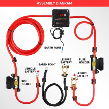 Kit de Aislador de Batería Dual de 140 A y 12 V. Kit de Relé de Carga Dividida. Modos Manual/Automático. Relé Sensible Al Voltaje con Pantalla.