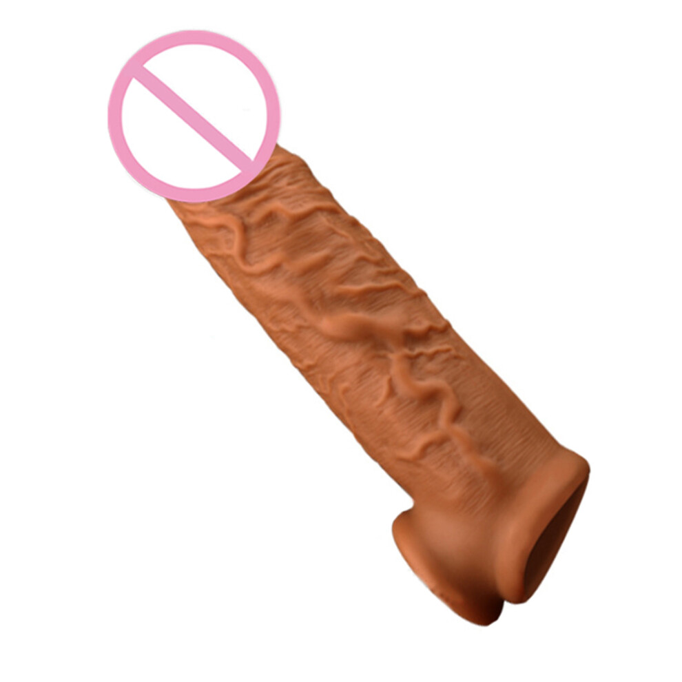 Zhouq-Outdoors (Double-Mouth Liquid Silicone Sleeve) Silicone Penis Extender Sleeve - Reusable Delay Condom