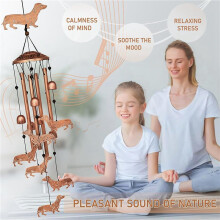 2X Outdoor Wind Chimes Dachshund Wind Chimes Outdoor Decoration Iron Art Dachshund Dog Wind Chimes Front Yard Decoration