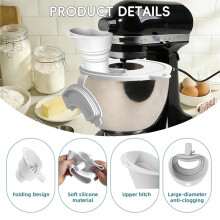 For 4.5-5qt Mixer Flour Funnel Guard 3 in 1 Stand Mixer Accessories with Foldable Measuring Cup
