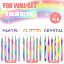 72 St Rainbow Gel Pennor Färgskiftande Glitter Neon Gel Pennor Regnbågespennor för Vuxna Målarbok