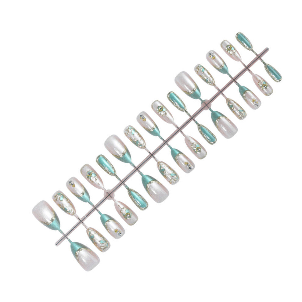 Roc-Electron Gold 30Pcs Gradient Almond Fake Nails For Wedding