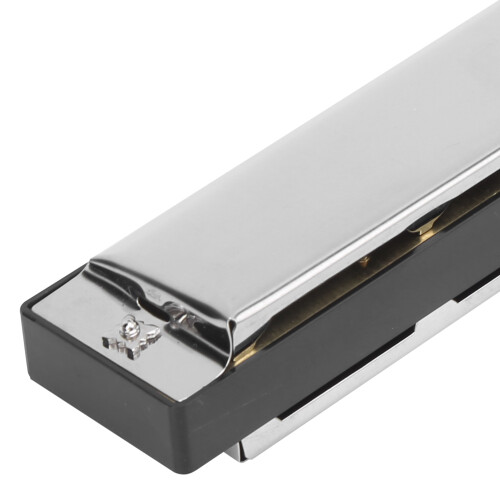24 Hole D Key Harmonica Musical Instrument with Box & Cloth Silver 2