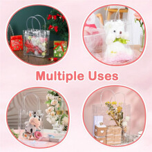 20 Pcs Clear Gift Bags with Handle Gift Bags Transparent Reusable Tote Bags Candy Goodie Bags Tote Bag 15x16x7cm