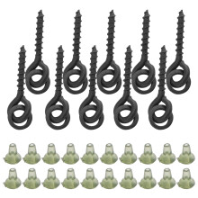 Carp Fishing Bait Screws 10Pcs with 20pcs Oval Rings Hook Screw Tackle Green