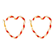 (2) Heart Hoop Earrings Red & White for Wedding Banquet