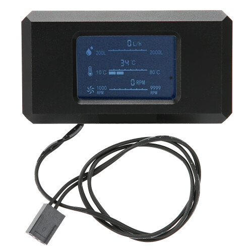 PC Water Cooling Thermometer, LCD Flow & Temperature, 12V 1
