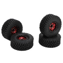 4PCS Aluminum Alloy Rubber RC Car Wheel Tires 55mm for 1/18 1/24 Crawler Red