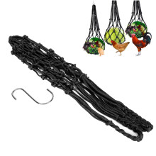 Hängendes Geflügelfutternetz für Hühner mit Haken für Obst & Gemüse Schwarz