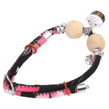 Adjustable Black Cotton Rabbit Collar with Bell & Pendants, Small Animal S