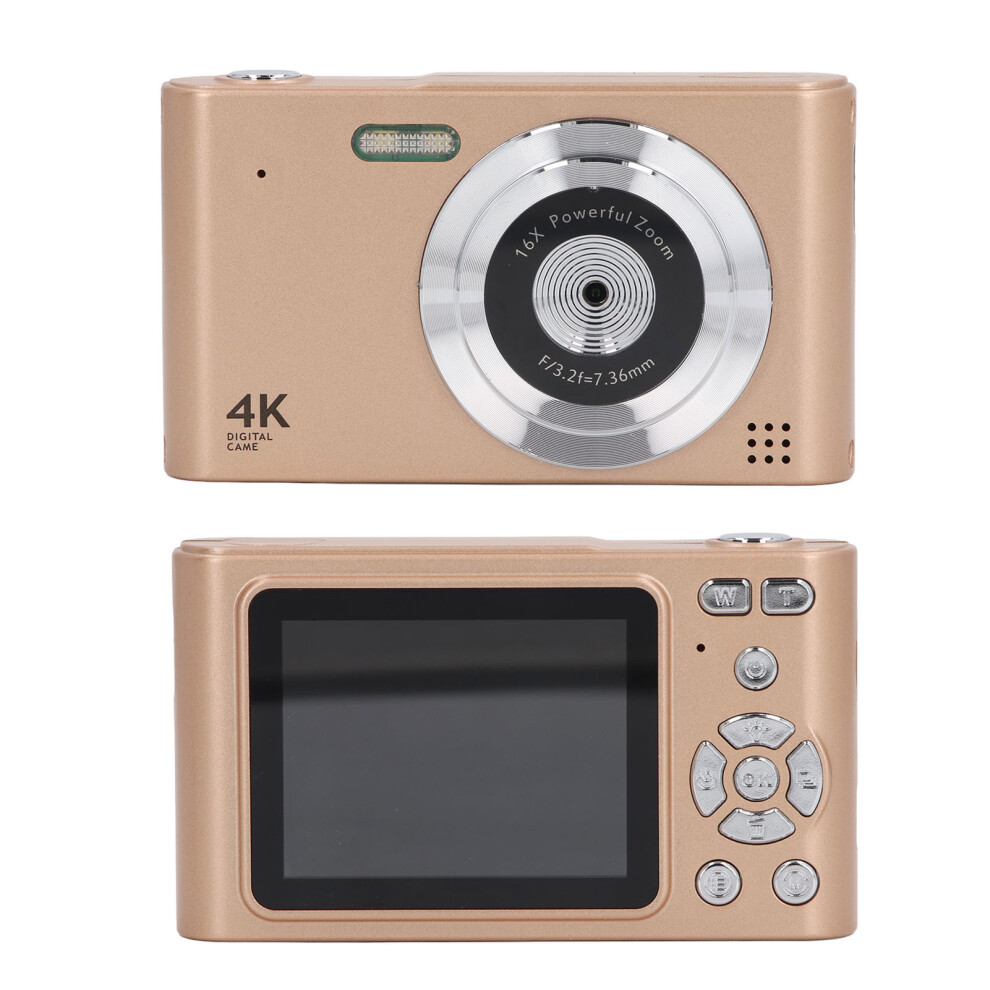 48Mp Digital Camera 2.5K Hd Dual Lens, 16X Zoom, Pocket Vlogging Camera In Gold 8261391021841